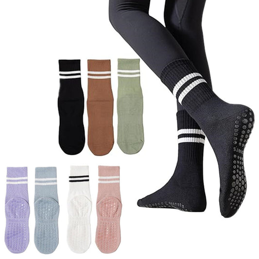 Women's Non-Slip Pilates Grip Socks with Cotton Blend